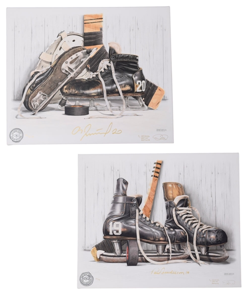 Paul Henderson and Vladislav Tretiak Signed "Vintage Skates" Giclee on Canvas Original Artist Retouch 1/1 by Daniel Parry with COAs  