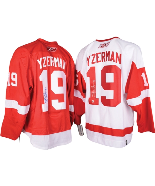 Steve Yzerman Signed Detroit Red Wings Home and Away Jerseys with COAs