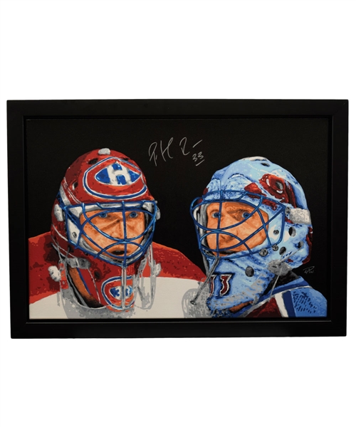 Patrick Roy Montreal Canadiens / Colorado Avalanche Acrylic on Canvas Signed Framed Painting with COA