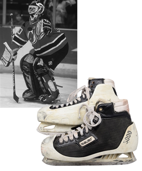 Martin Brodeurs 1992-94 New Jersey Devils Game-Used Bauer Rookie Skates