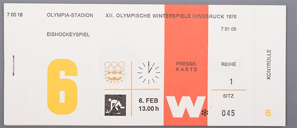 1976 Innsbruck Winter Olympics Ice Hockey Tournament Round Robin Finals Collection of 15 Press Tickets