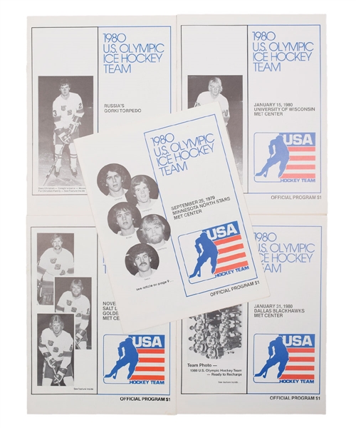 1980 Team USA Pre-Olympic Tournament Hockey Program Collection of 6