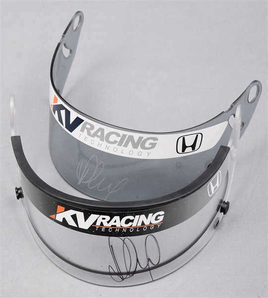 Paul Tracys Late-2000s IndyCar KV Racing Signed Race-Used Visors (2) 