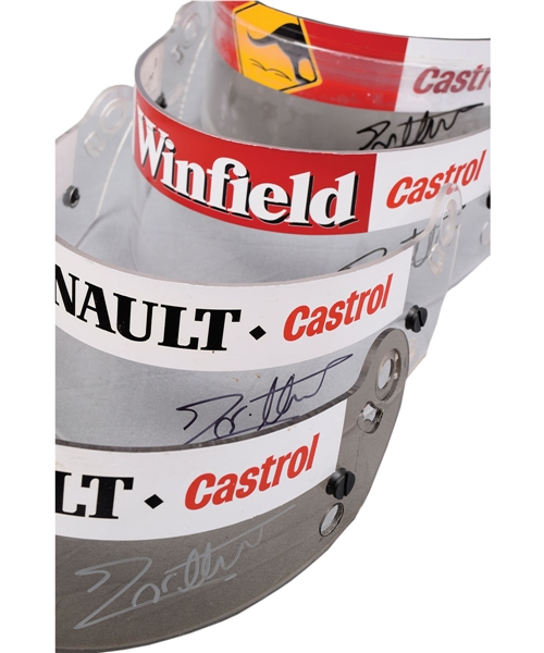 Jacques Villeneuve’s 1997 Rothmans Williams Renault F1 Team and 1998 Winfield Williams F1 Team Signed Race-Worn Visors (4)