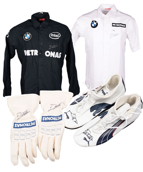 Jacques Villeneuves 2006 BMW Sauber F1 Team Signed Team-Issued/Race-Worn Item Collection of 4