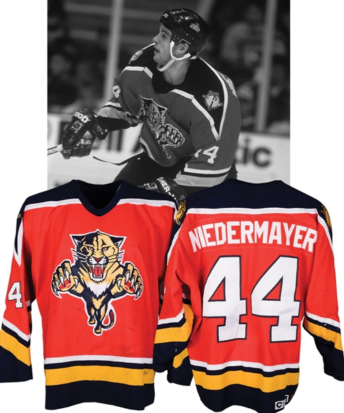 Rob Niedermayers Mid-1990s Florida Panthers Game-Worn Rookie Era Jersey - Team Repairs! - Photo-Matched!