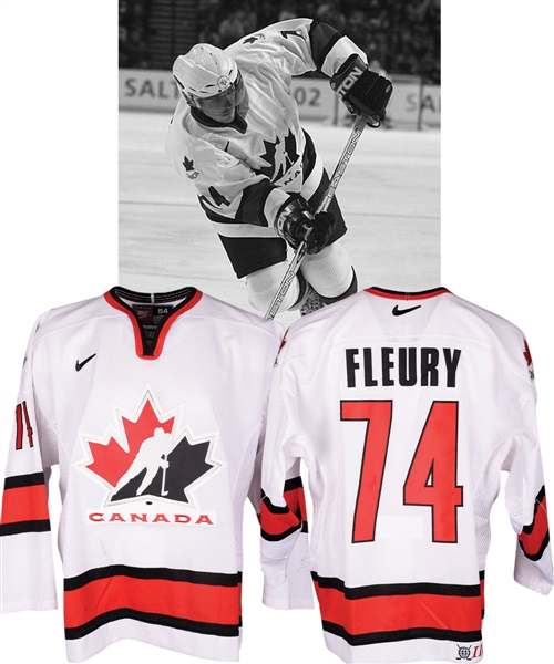 Theoren Fleurys 2002 Winter Olympics Team Canada Game-Worn Jersey with LOA - Video-Matched! - Photo-Matched!