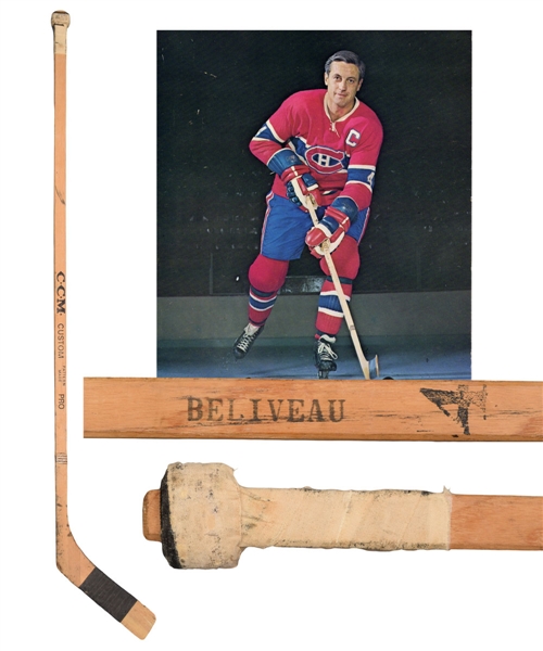 Jean Beliveaus 1960s Montreal Canadiens CCM Game-Used Stick