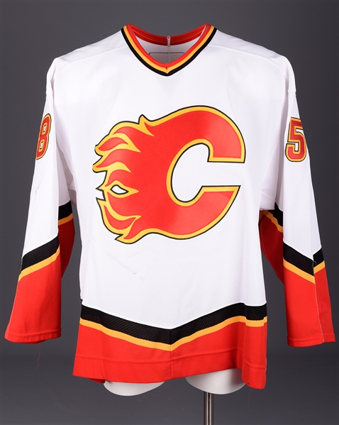 David Moss 2006-07 Calgary Flames Game-Worn Rookie Season Jersey with Team LOA - Team Repairs!