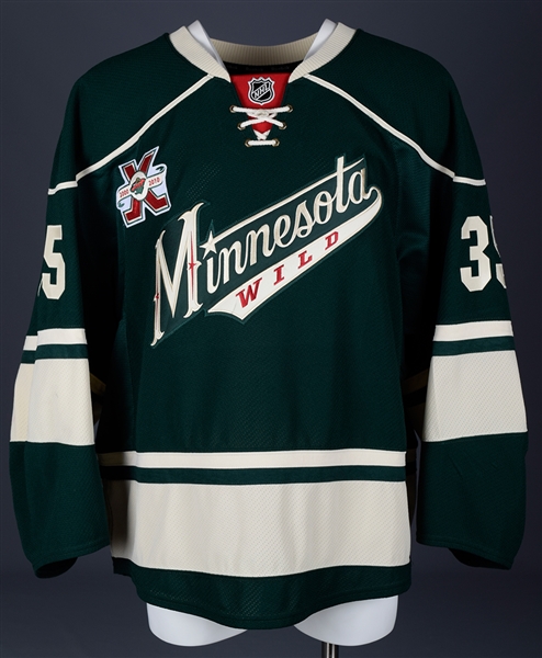 Anton Khudobins 2010-11 Minnesota Wild Game-Worn Alternate Jersey with Team LOA - 10th Season Patch!