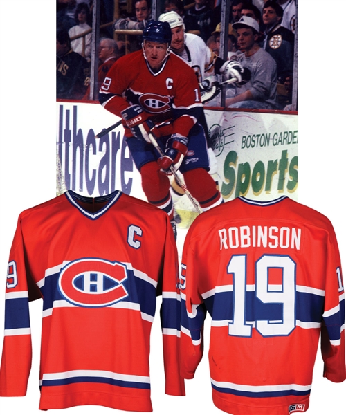 Larry Robinsons Late-1980s Montreal Canadiens Game-Worn Captains Jersey with LOA