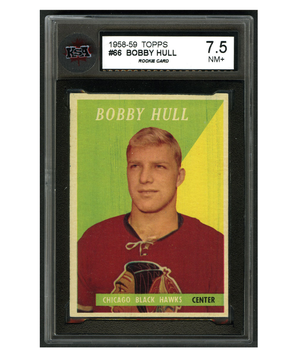 Lot Detail - 1958-59 Topps Hockey #66 HOFer Bobby Hull Rookie Card ...