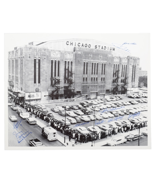 Chicago Stadium Photo Signed by 10 Former Chicago Black Hawks Players with LOA (16" x 20")