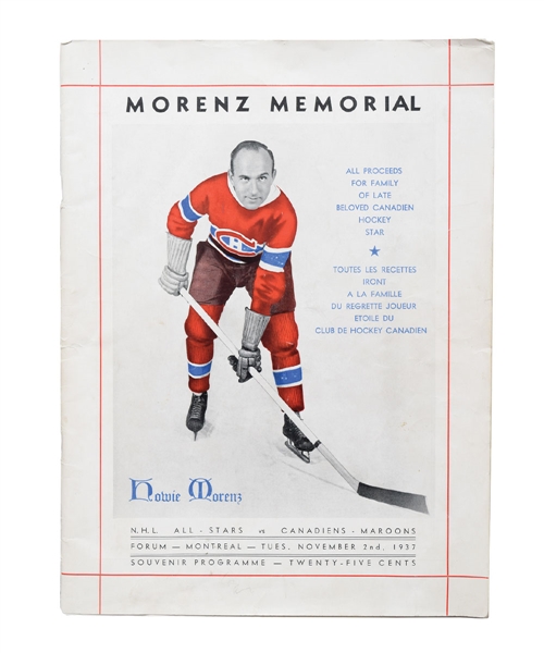 1937 Howie Morenz Memorial Game Program (9" x 12") 