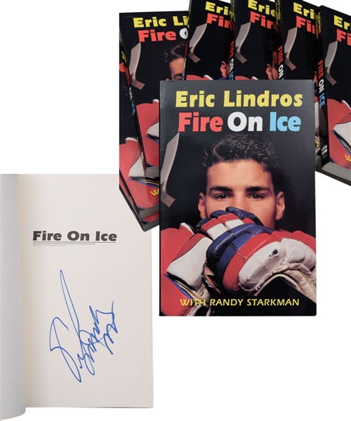Eric Lindros Signed 1991 "Fire on Ice" Softcover Book Collection of 58