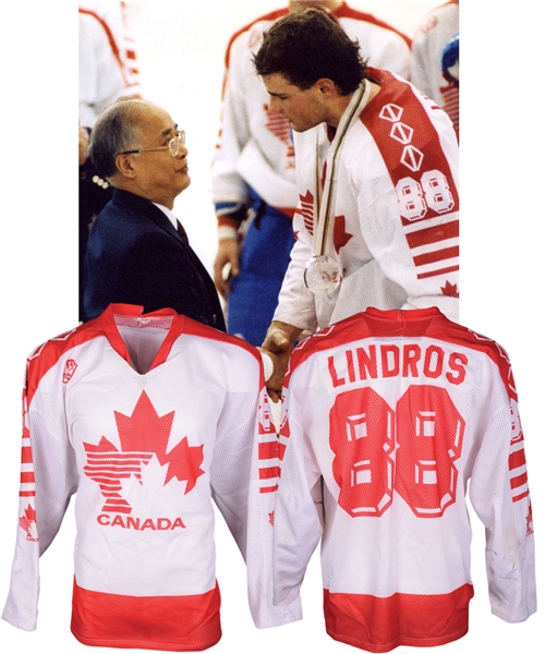 Eric Lindros 1992 Albertville Winter Olympics Team Canada Game-Worn Jersey - Photo-Matched!