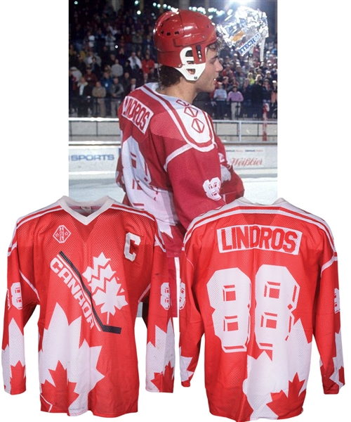 Eric Lindros 1991-92 World Junior Championships Team Canada Game-Worn Captains Jersey - Photo-Matched!