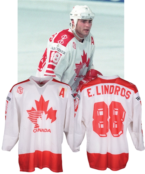 Eric Lindros 1993 World Championships Team Canada Game-Worn Alternate Captains Jersey - Photo-Matched!