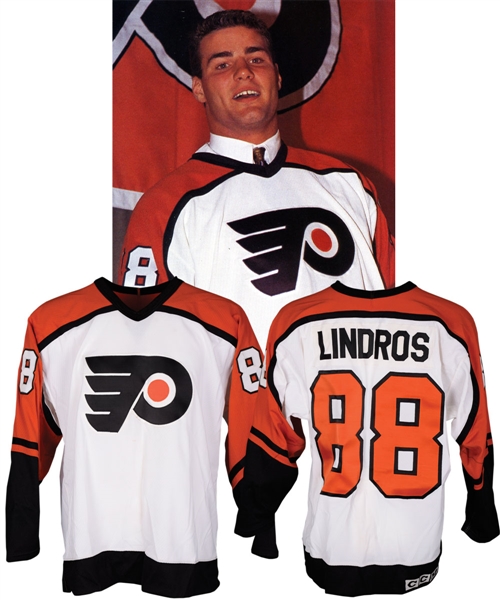 Eric Lindros 1992 Philadelphia Flyers Signing Press Conference Worn Jersey - Photo-Matched!