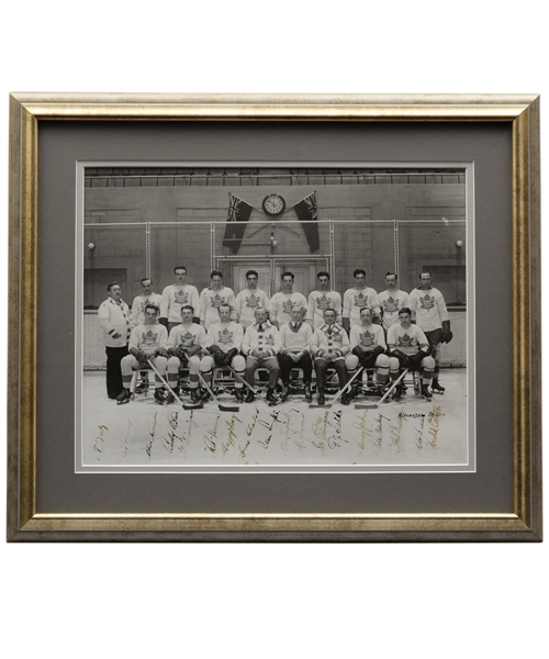 Spectacular 1931-32 Toronto Maple Leafs Stanley Cup Champions Team-Signed Framed Photo with 10 Deceased HOFers