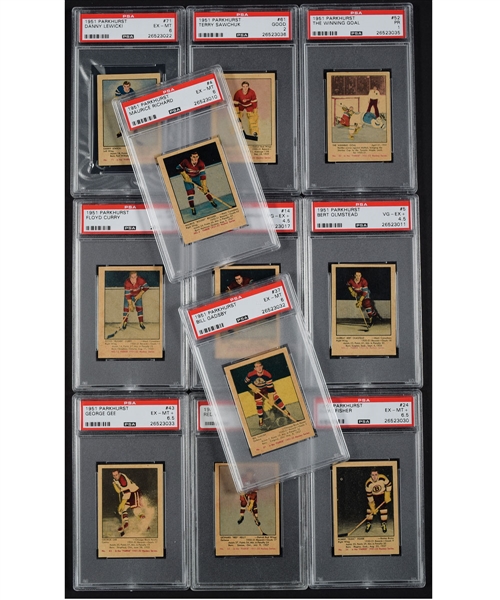 1951-52 Parkhurst Hockey Near Complete Set (82/105) with Graded PSA 6 Richard and Many Other PSA-Graded Cards