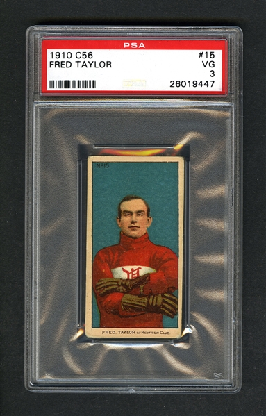 1910 Imperial Tobacco C56 Hockey Card #15 HOFer Fred "Cyclone" Taylor RC Plus C55 #1 HOFer Moran and #29 HOFer Marshall