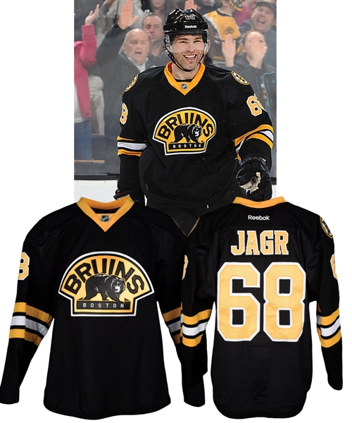 Jaromir Jagrs 2012-13 Boston Bruins Game-Worn Third Jersey with Team LOA