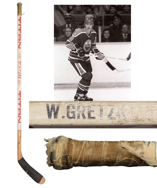 Wayne Gretzkys 1981-82 Edmonton Oilers Signed Titan TPM Game-Used Stick with LOA - From Shawn Chaulk Collection