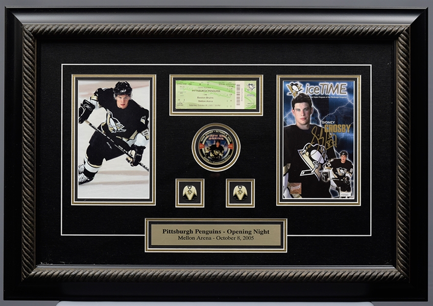 Sidney Crosby Signed Pittsburgh Penguins First NHL Game in Pittsburgh Framed Display with COA