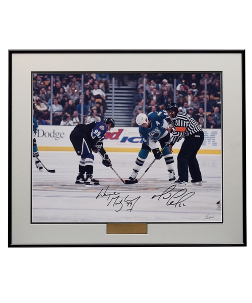 Mario Lemieux and Wayne Gretzky Dual-Signed 1996 NHL All-Star Game Framed Photo (20” x 24 ¼”)