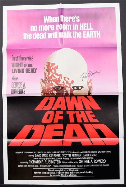 1978 Dawn of the Dead (United Film Distribution) Horror One Sheet Movie Poster Signed by George A. Romero (27" x 41") 