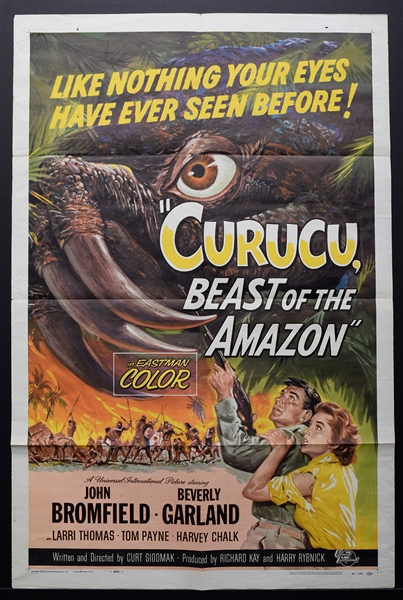 1956 Curucu, Beast of the Amazon (Universal) Science Fiction / Horror One Sheet Movie Poster (27" x 41") 