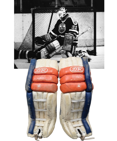 Grant Fuhrs Late-1980s Edmonton Oilers D&R Game-Worn Goalie Pads