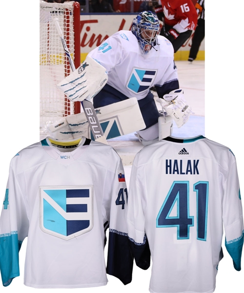 Jaroslav Halaks 2016 World Cup of Hockey Team Europe Game-Worn Jersey - Worn in Finals! - Photo-Matched!