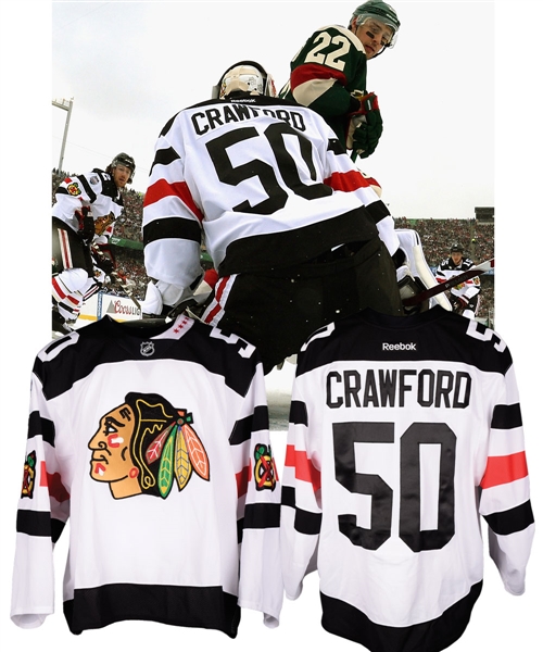 Corey Crawfords 2015-16 Chicago Black Hawks NHL Stadium Series Game-Worn Jersey with LOA - Photo-Matched!