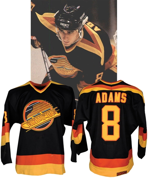 Greg Adams 1987-88 Vancouver Canucks Game-Worn Jersey - 10+ Team Repairs!