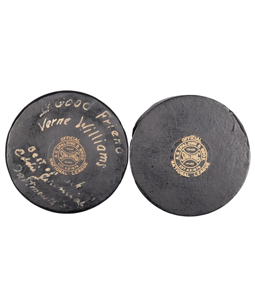 1930s Spalding Official NHL Puck Collection of 2