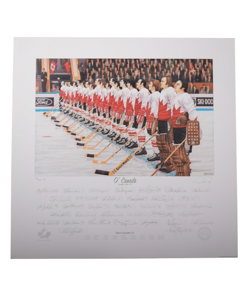 1972 Canada-Russia Series Team Canada "OCanada" Team-Signed Limited-Edition AP Lithograph (35 Signatures) by Daniel Parry with COA