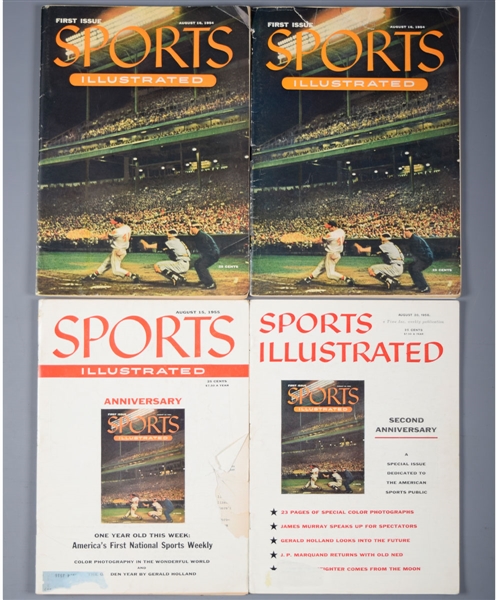 1954 Sports Illustrated First Issue with Baseball Card Insert Plus 3 Others