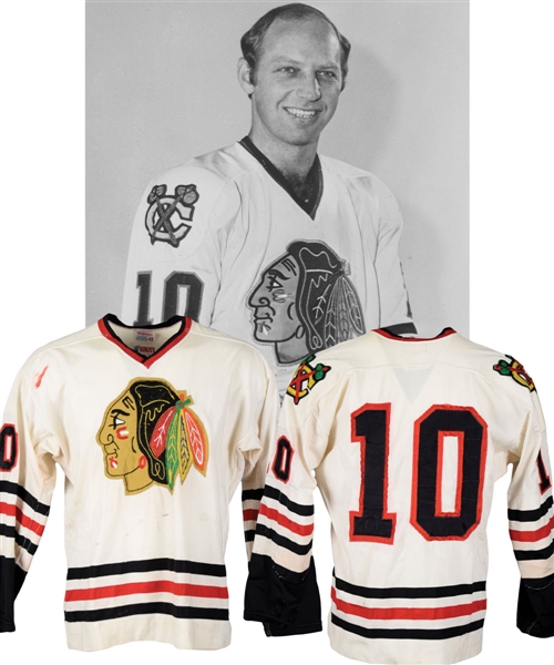 Dennis Hulls 1973-74 Chicago Black Hawks Game-Worn Playoffs Jersey - Team Repairs!