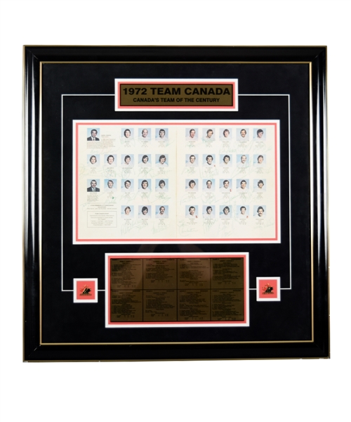1972 Canada-Russia Series Team Canada Team-Signed Framed Montage by 37 with Orr and Dryden (27" x 27 1/2")