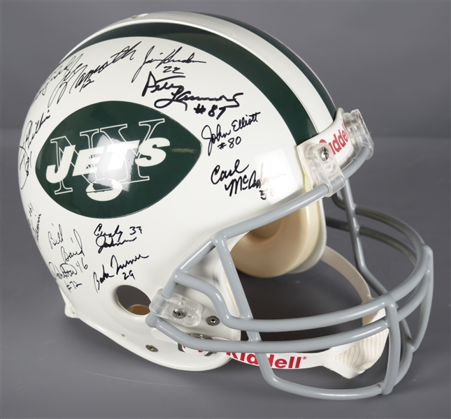 1969 New York Jets Team-Signed NFL Throwback Full-Size Riddell Helmet with Steiner COA