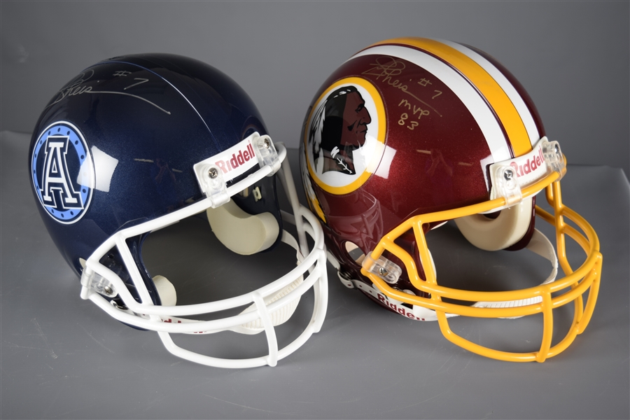 Joe Theismann Signed Washington Redskins and Toronto Argonauts Full-Size Riddell Helmets with COAs