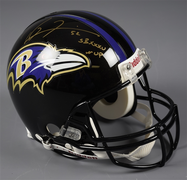 Ray Lewis Baltimore Ravens Signed Full-Size Riddell Helmet with COAs - "SB XXXV MVP" Annotation