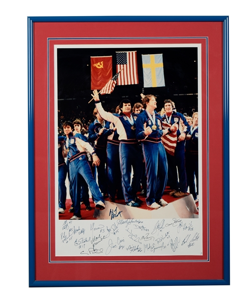 1980 Team USA "Miracle on Ice" Team-Signed Framed Photo by 22 with Brooks, Craig and Eruzione