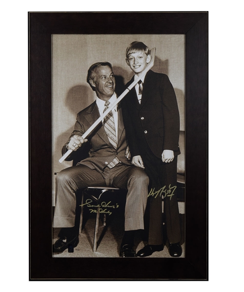 Wayne Gretzky and Gordie Howe Dual-Signed "The Hook" Limited-Edition Framed Print on Canvas #11/99 with WGA COA