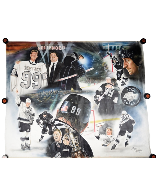 Wayne Gretzky Los Angeles Kings Original Painting on Canvas by Renowned Artist Murray Henderson (63" x 75")