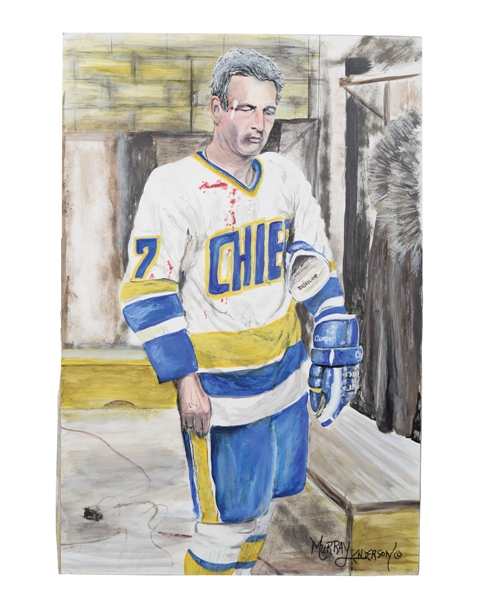 Reg Dunlop Slap Shot Original Painting by Renowned Artist Murray Henderson (20" x 30") 