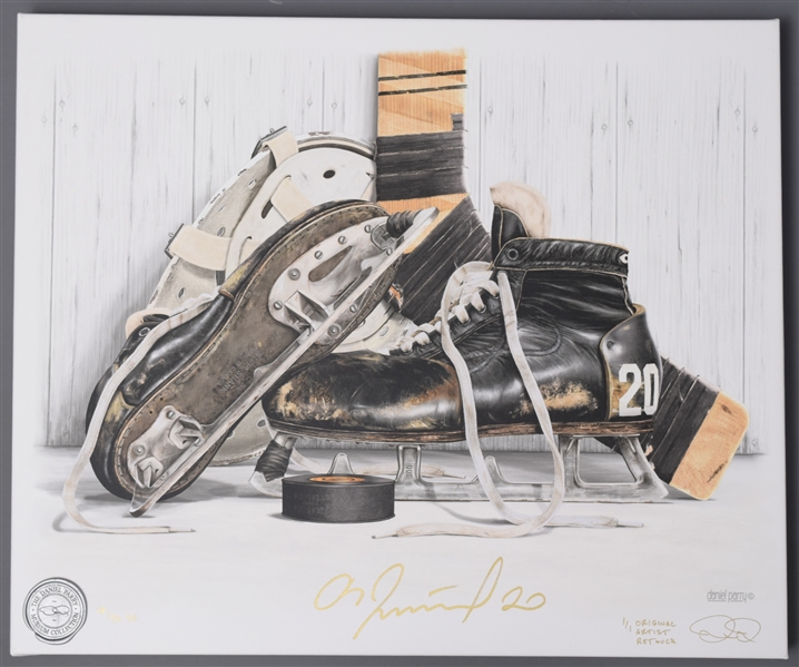 Paul Henderson and Vladislav Tretiak Signed "Vintage Skates" Giclee on Canvas Original Artist Retouch 1/1 by Daniel Parry with COAs  