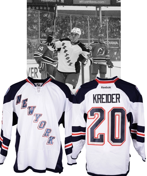 Chris Kreiders 2014 NHL Stadium Series New York Rangers Warm-Up Worn Jersey with NHLPA LOA